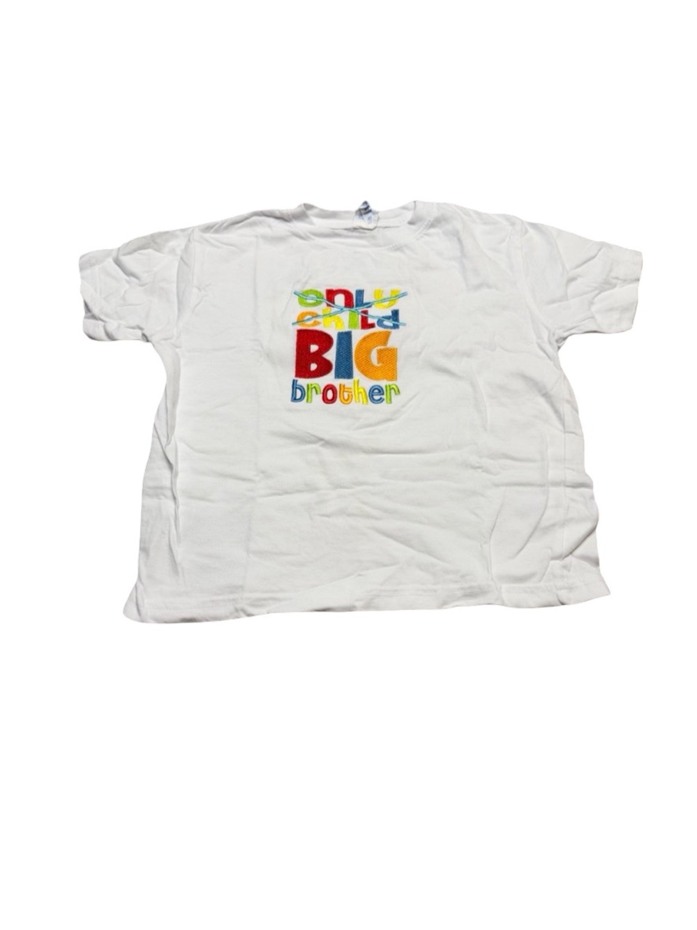 ✨ Kids Only Child to Big Brother Embroidered Graphic T Shirt Size 5/6 ✨